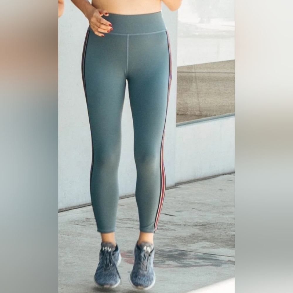MICHI | Blue With Stripe Active Pants Liquid Leggings In Blue Size M